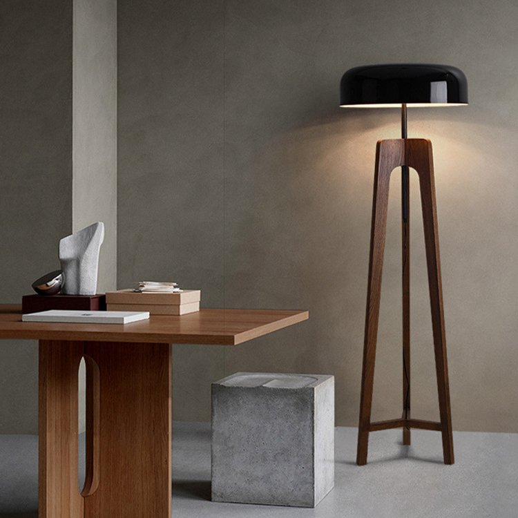 Wooden Floor Lamp LED Three Color Dimming Living Room Sofa Dining Room Bedroom Study Hotel Decoration Floor Lamp