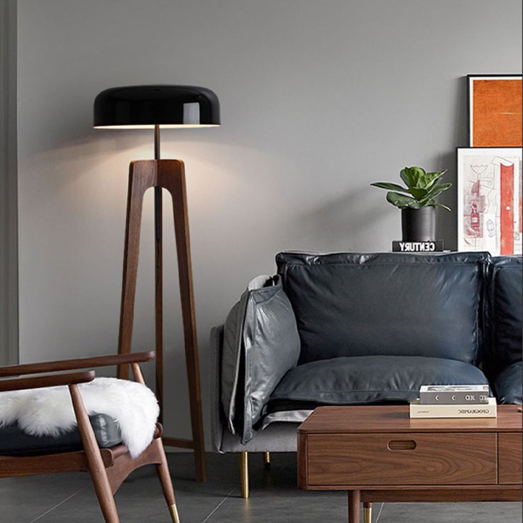 Wooden Floor Lamp LED Three Color Dimming Living Room Sofa Dining Room Bedroom Study Hotel Decoration Floor Lamp