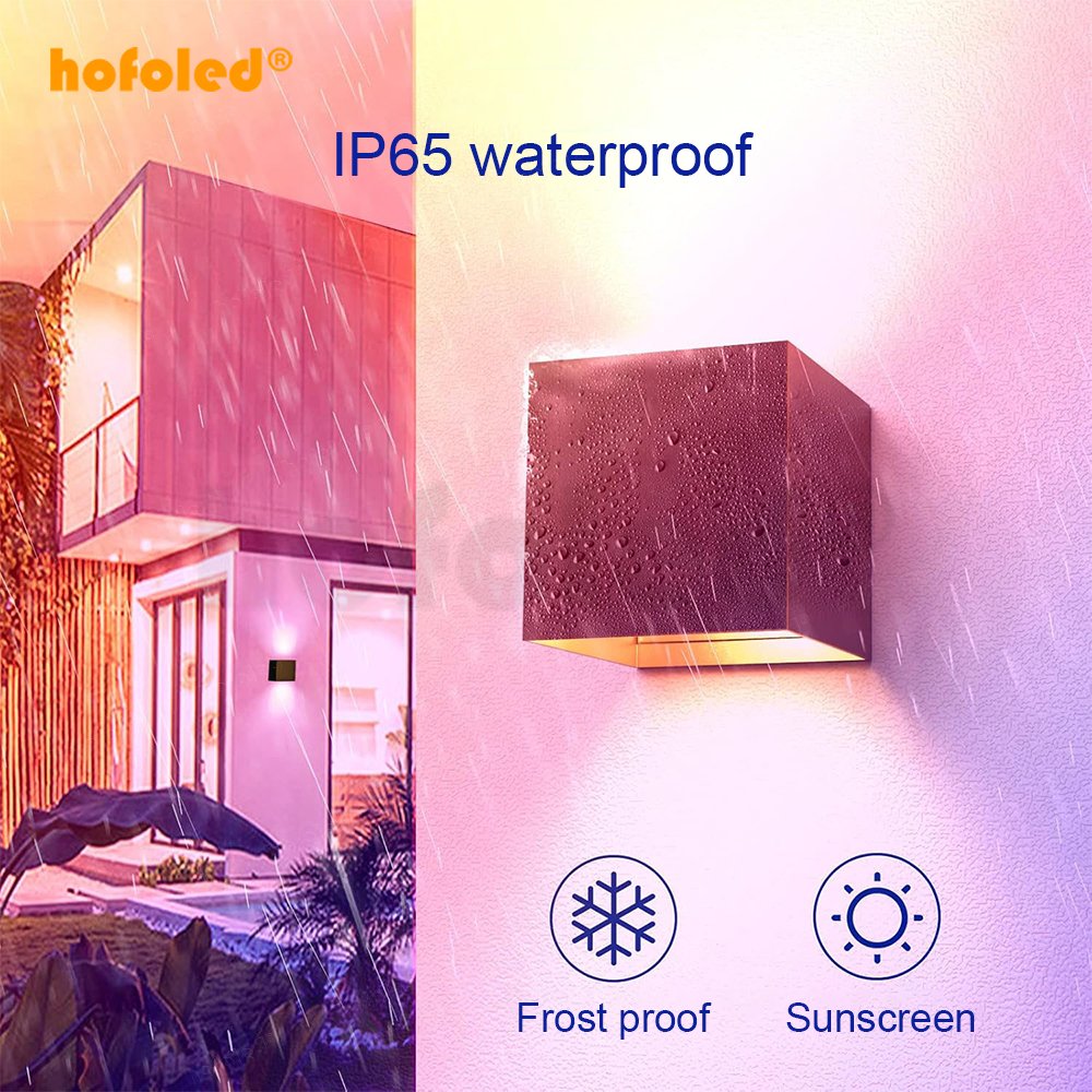 RGB WIFI APP Control LED Wall Sconce Light Aluminum IP65 Color Changing Acrylic up & Down LED Wall Light Smart Outdoor Wall Lamp