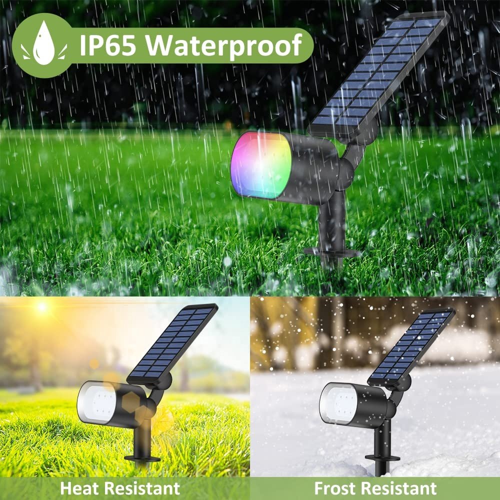 Smart RGB Solar Landscape Spotlight IP65 Waterproof ABS Body with APP Control LED Light Source for Garden Decorative Lighting