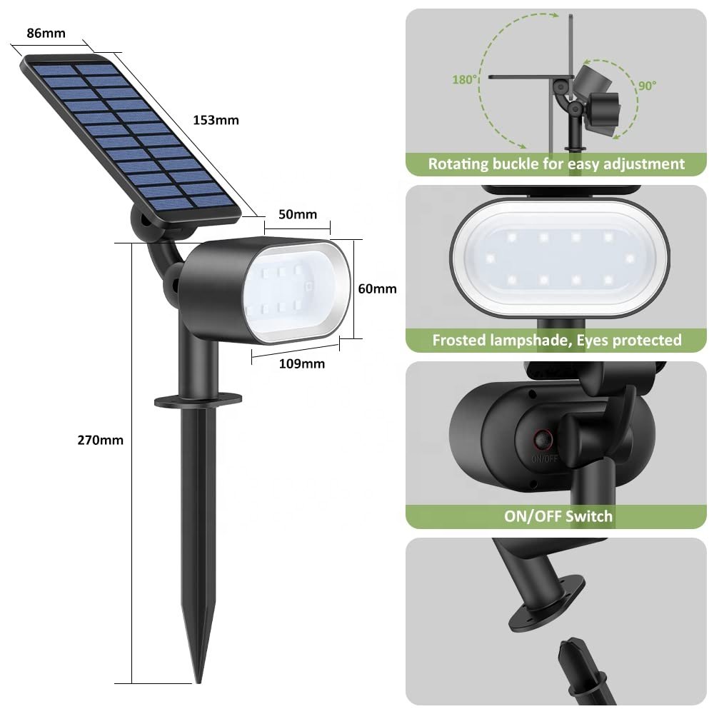 Smart RGB Solar Landscape Spotlight IP65 Waterproof ABS Body with APP Control LED Light Source for Garden Decorative Lighting