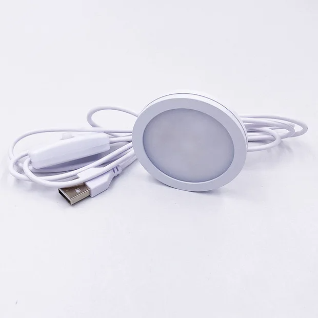 USB 5V LED Under Cabinet Light with Switch 3W Mini Spotlight Surfaced Mounted Jewelry Display Showcase Wardrobe Ceiling Lamp