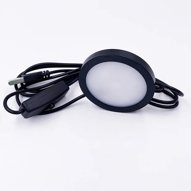 USB 5V LED Under Cabinet Light with Switch 3W Mini Spotlight Surfaced Mounted Jewelry Display Showcase Wardrobe Ceiling Lamp