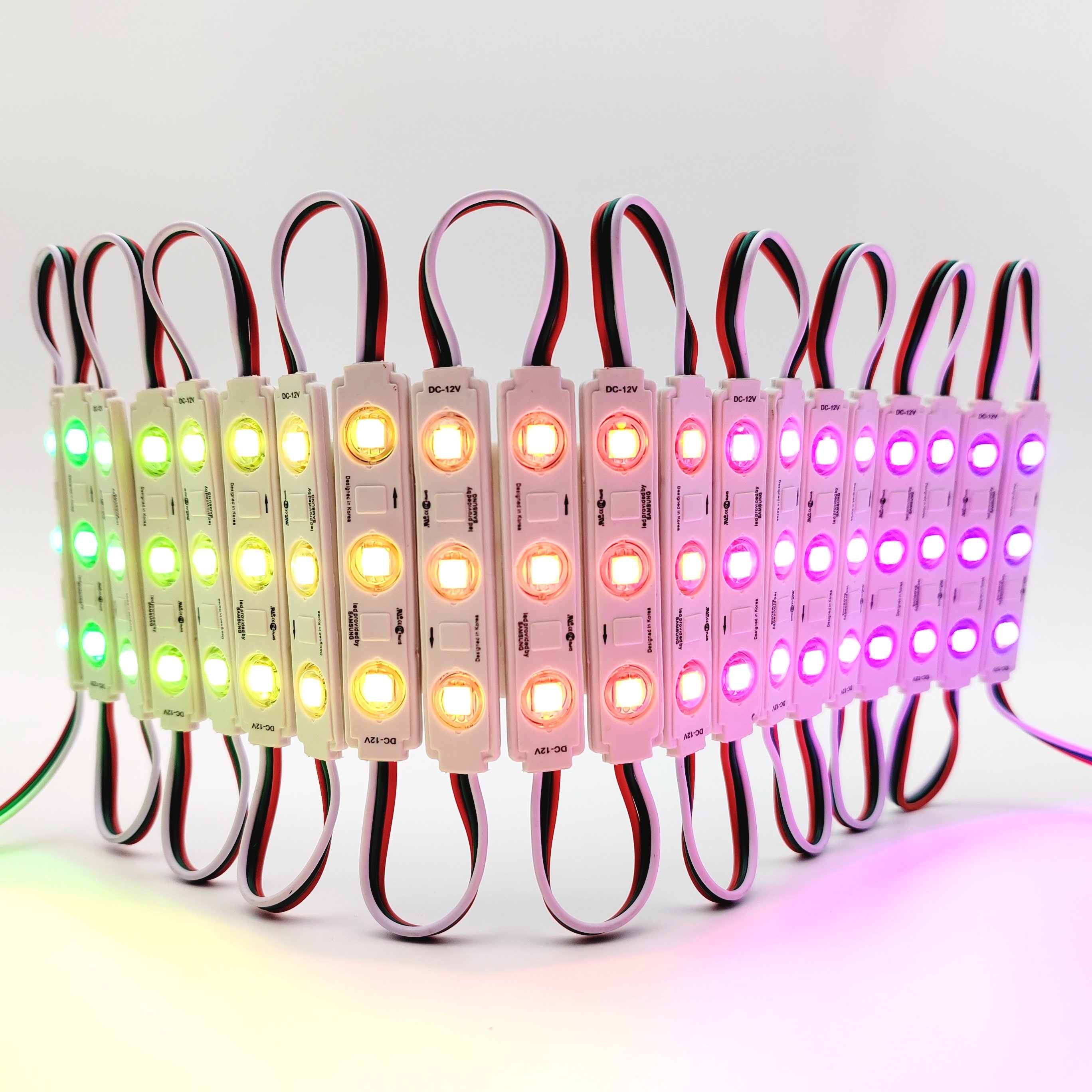 Wholesale 12V WS2811 RGB LED Strip Module 3LED Pixel Light IP65 Waterproof 75*15mm SMD5050 for Signage Decoration Programmable
