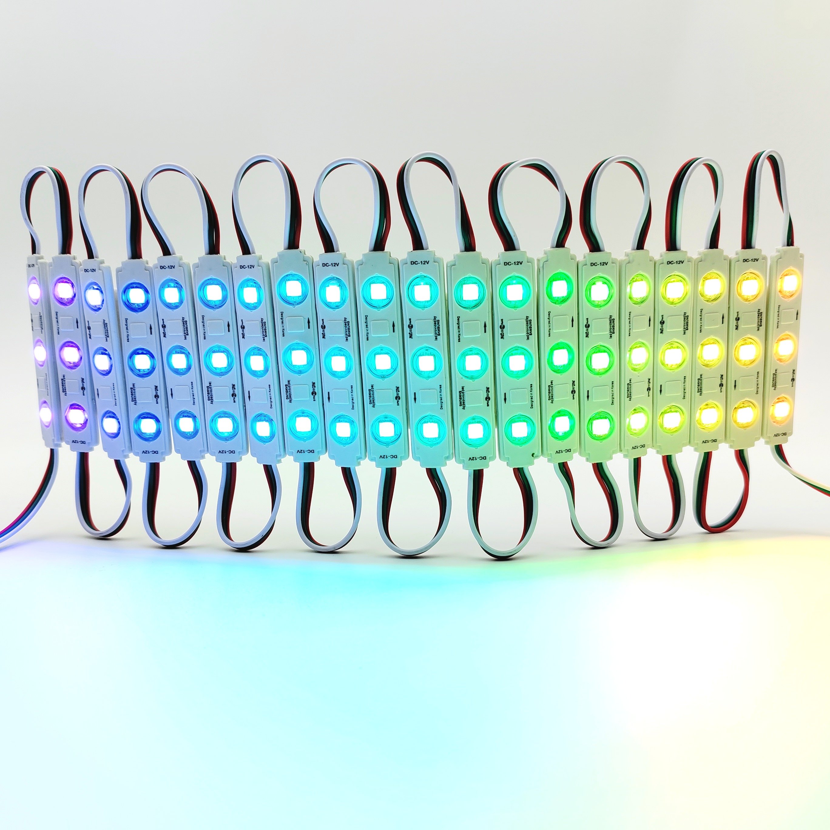 Wholesale 12V WS2811 RGB LED Strip Module 3LED Pixel Light IP65 Waterproof 75*15mm SMD5050 for Signage Decoration Programmable