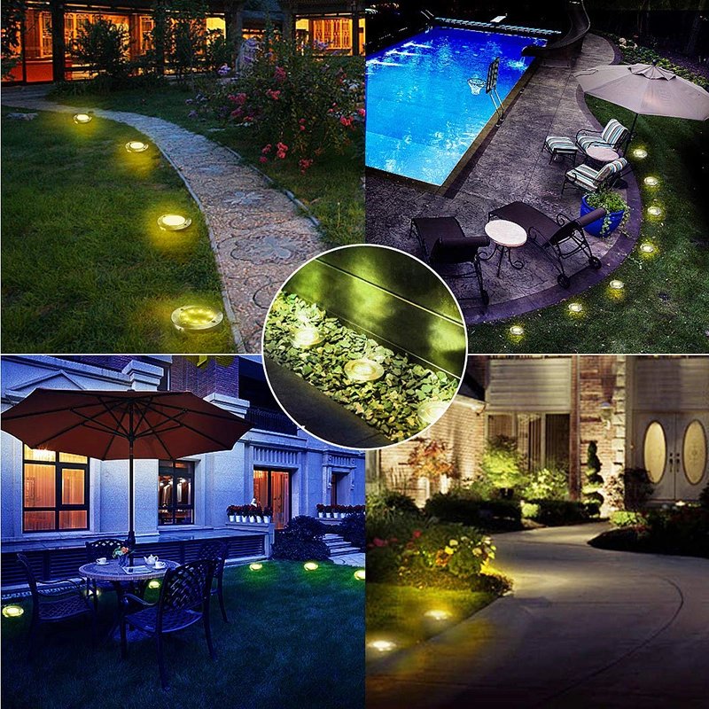 2020 New Design Stainless Steel IP65 Waterproof Decorative 8LED Outdoor Garden Lighting Solar Ground Light Solar Garden Light