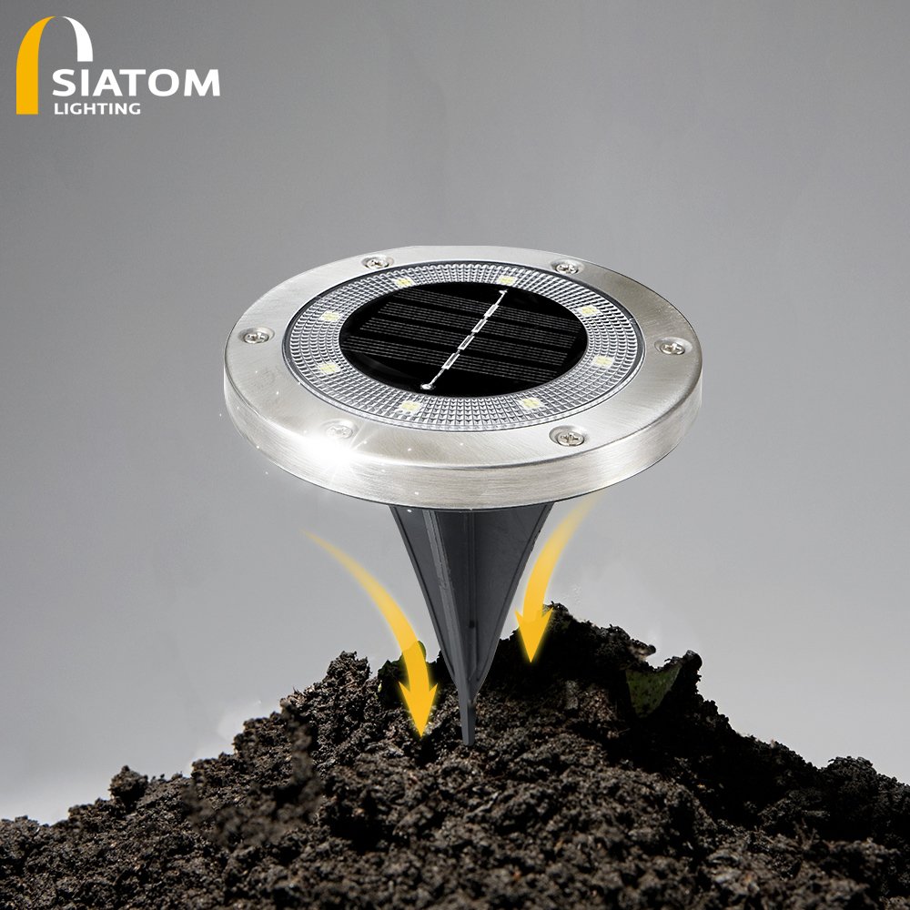 2020 New Design Stainless Steel IP65 Waterproof Decorative 8LED Outdoor Garden Lighting Solar Ground Light Solar Garden Light