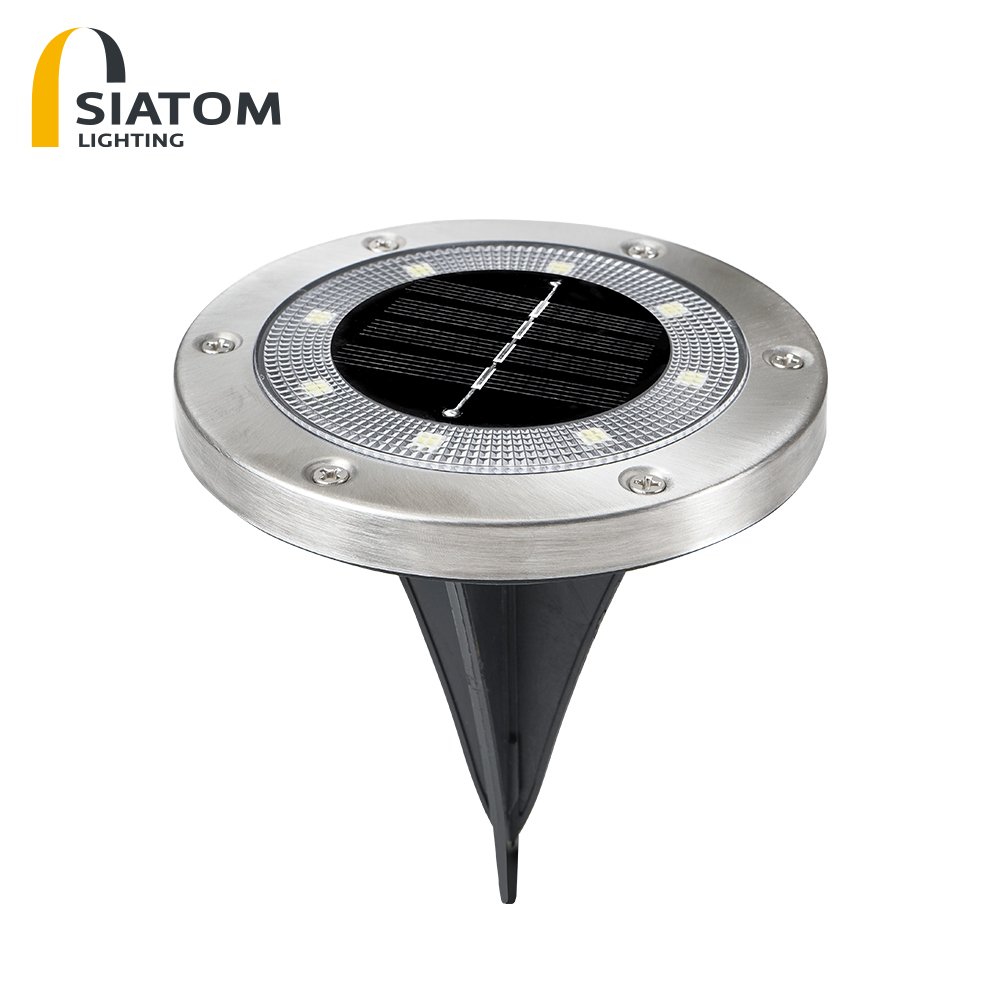2020 New Design Stainless Steel IP65 Waterproof Decorative 8LED Outdoor Garden Lighting Solar Ground Light Solar Garden Light