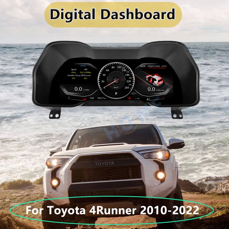 12.3 Inch For TOYOTA 4Runner 2010-2022 Digital Dashboard Panel Linux System Virtual Instrument Cluster CockPit LCD Speedometer