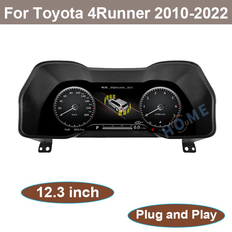 12.3 Inch For TOYOTA 4Runner 2010-2022 Digital Dashboard Panel Linux System Virtual Instrument Cluster CockPit LCD Speedometer