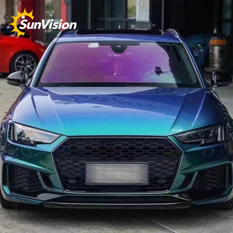 1.52*18 Meter Purple Blue Orange 5 Colors PET Super Gloss Chameleon Auto Paint Car Vinyl Wrap Colors