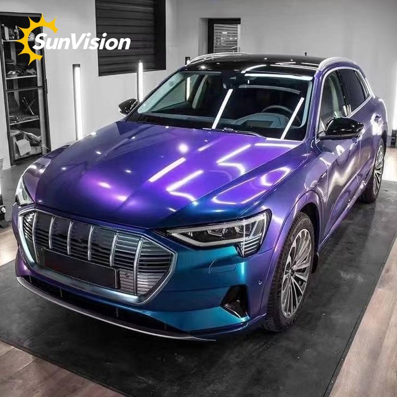 1.52*18 Meter Purple Blue Orange 5 Colors PET Super Gloss Chameleon Auto Paint Car Vinyl Wrap Colors