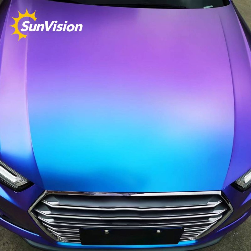 1.52*18 Meter Purple Blue Orange 5 Colors PET Super Gloss Chameleon Auto Paint Car Vinyl Wrap Colors