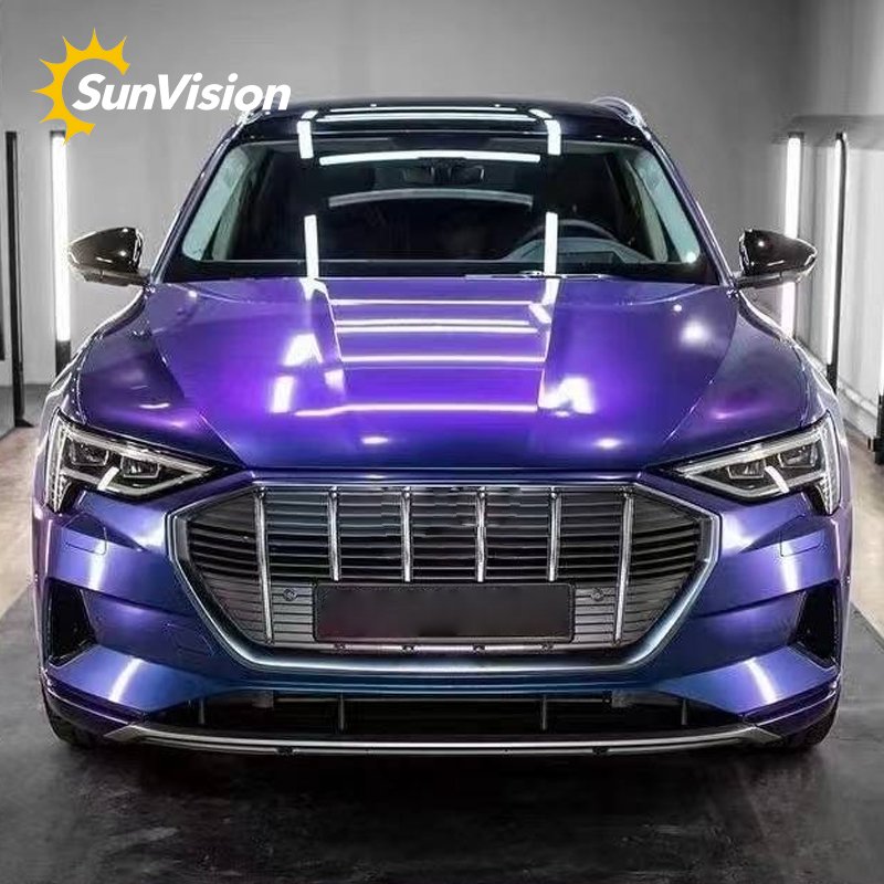 1.52*18 Meter Purple Blue Orange 5 Colors PET Super Gloss Chameleon Auto Paint Car Vinyl Wrap Colors