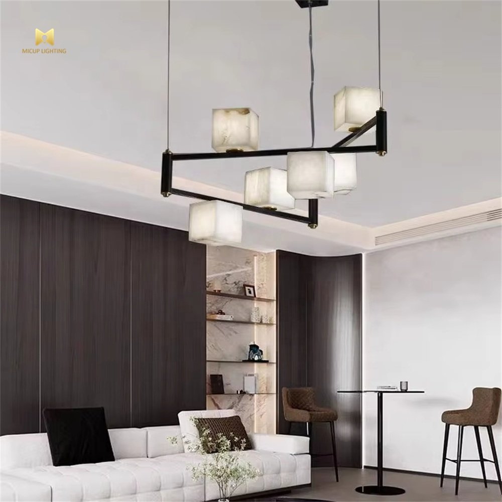 Modern Nordic Customized Creative Line Cube Chandelier Villa Staircase Living Room Dining Room Led Lamp
