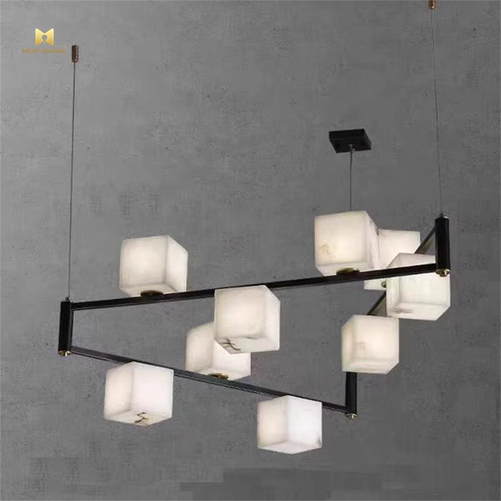 Modern Nordic Customized Creative Line Cube Chandelier Villa Staircase Living Room Dining Room Led Lamp