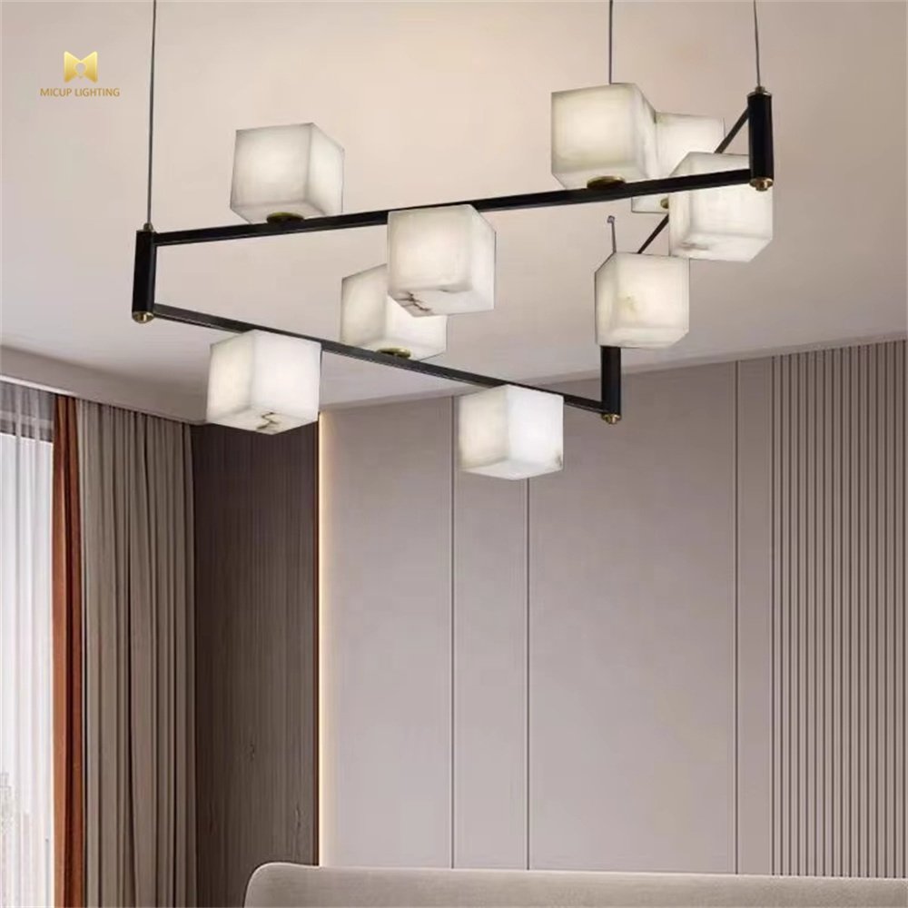 Modern Nordic Customized Creative Line Cube Chandelier Villa Staircase Living Room Dining Room Led Lamp