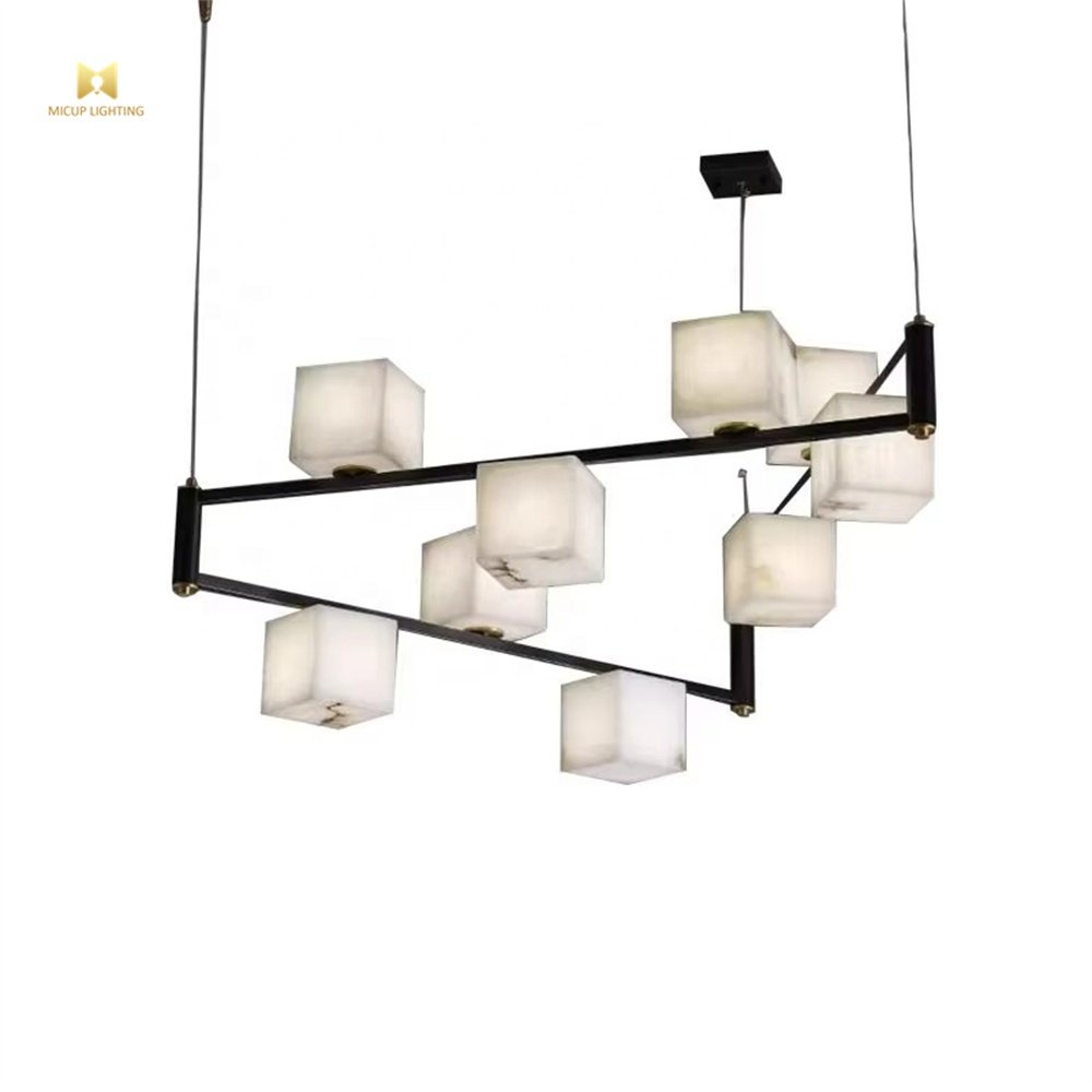 Modern Nordic Customized Creative Line Cube Chandelier Villa Staircase Living Room Dining Room Led Lamp