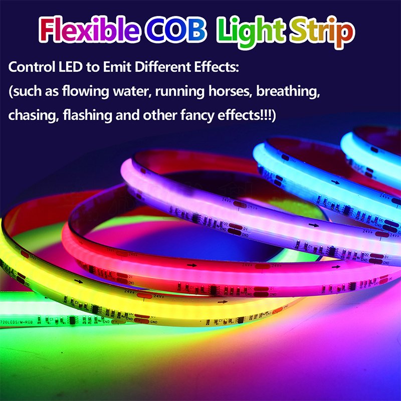 12/24V RGBIC RGBW COB LED Strip 24V Addressable RGB RGBW Segmented Control Music Synchronized Tira COB LED Strip