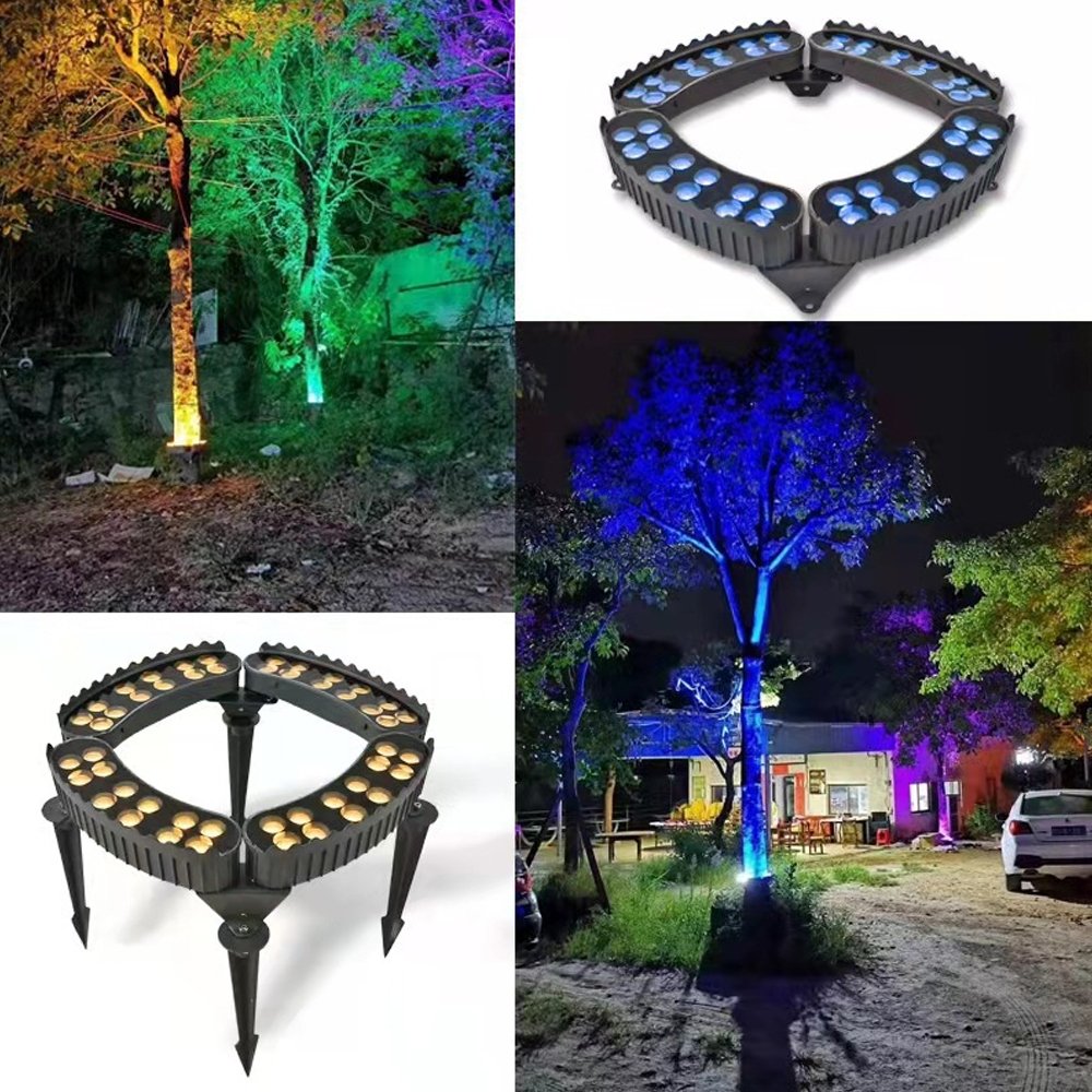 18W Led Tree Hugging Light Ring Corrugated Spot Light IP67waterproof Lamp Post Lamp Landscape Circle Tree Seven-color Tree Light