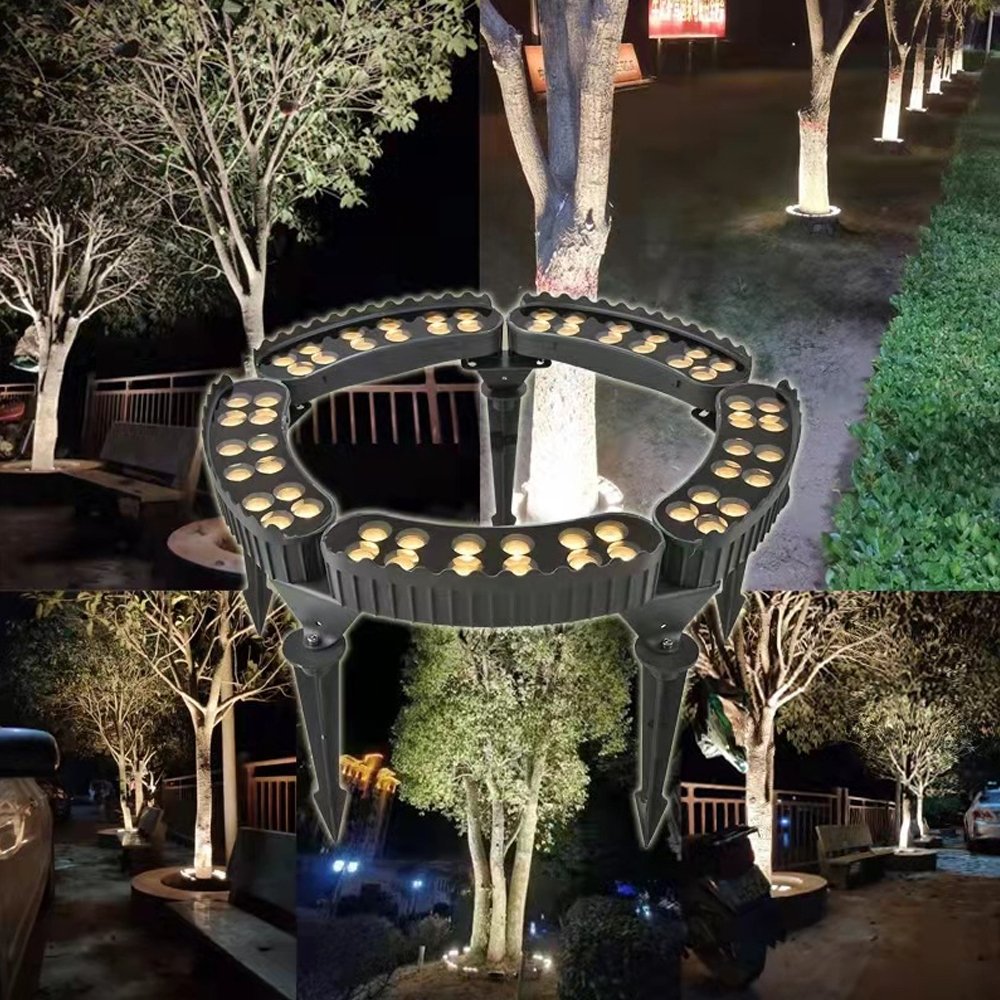 18W Led Tree Hugging Light Ring Corrugated Spot Light IP67waterproof Lamp Post Lamp Landscape Circle Tree Seven-color Tree Light
