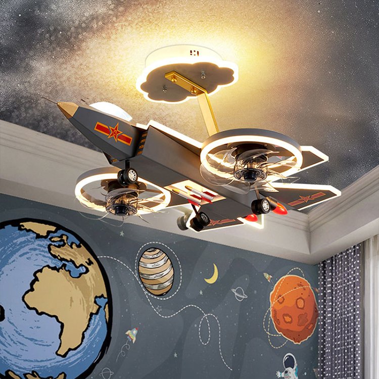 Cartoon Fighter Ceiling Lights LED Three-color Remote Dimming Full Spectrum Bedroom Kindergarten Children's Room Ceiling Lights
