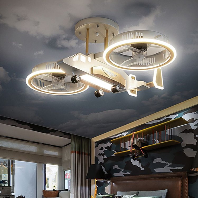 Cartoon Fighter Ceiling Lights LED Three-color Remote Dimming Full Spectrum Bedroom Kindergarten Children's Room Ceiling Lights