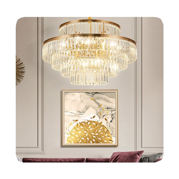 HFBH Modern Style Round Large Nordic Chandeliers Ceiling Light Led Luxury Crystal Chandelier New Foyer Living Room Pendant 12 90