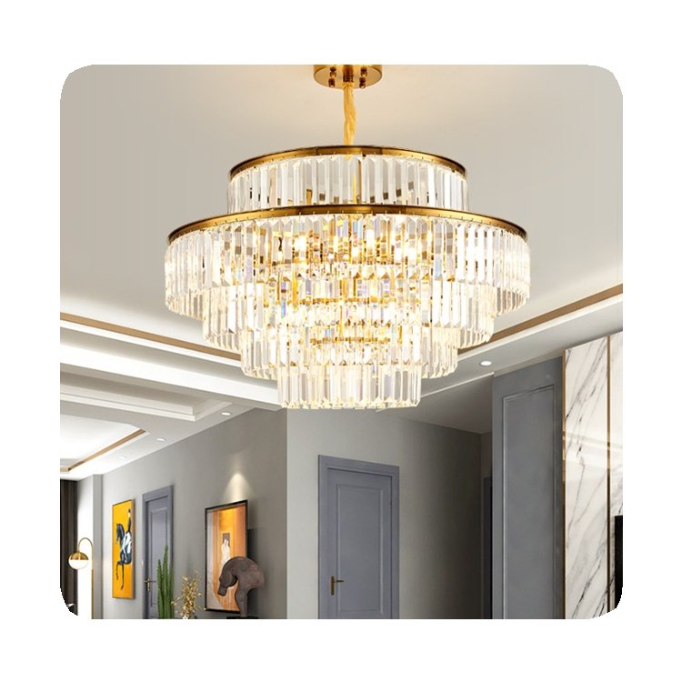 HFBH Modern Style Round Large Nordic Chandeliers Ceiling Light Led Luxury Crystal Chandelier New Foyer Living Room Pendant 12 90