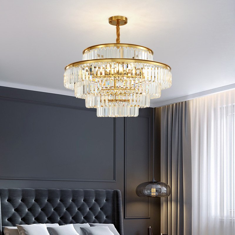 HFBH Modern Style Round Large Nordic Chandeliers Ceiling Light Led Luxury Crystal Chandelier New Foyer Living Room Pendant 12 90