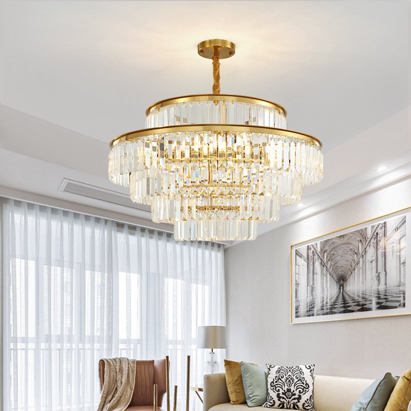 HFBH Modern Style Round Large Nordic Chandeliers Ceiling Light Led Luxury Crystal Chandelier New Foyer Living Room Pendant 12 90
