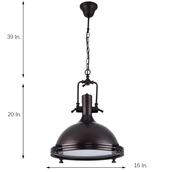 Contemporary Frosted Dome E27 Single Light Hanging Nautical Chandelier Lamp Decorative Industrial Style Pendant Light