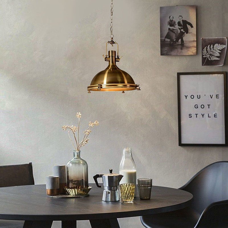 Contemporary Frosted Dome E27 Single Light Hanging Nautical Chandelier Lamp Decorative Industrial Style Pendant Light
