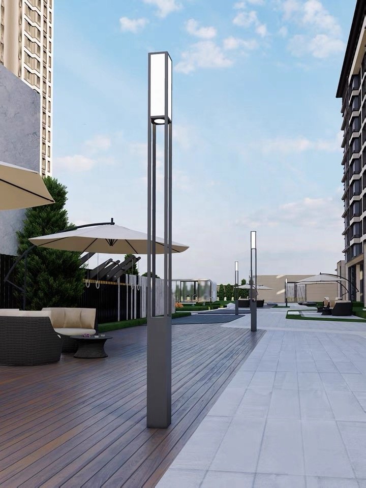 New square Garden Lamps Outdoor With Pole Acrylic Lampshade 2M3M4M5M Garden Lamp Shapes Outdoor Water Proof