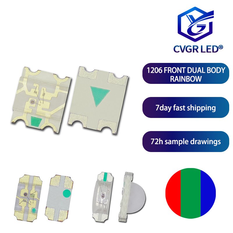 1206RGB Dual Body Super Bright Patch Three-color Red, Blue, Green 3227 Full Color Indicator SMD LED Light