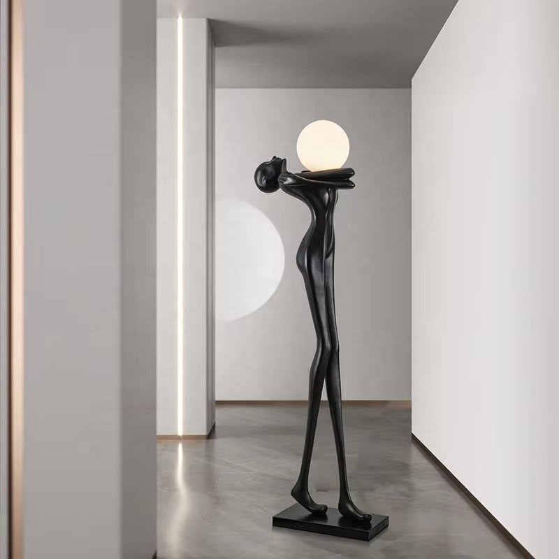 Modern Resin Floor Lamp, New Type of Floor Lamp, High-quality American Classic Human Sculpture Abstract Black LED Floor Lamp