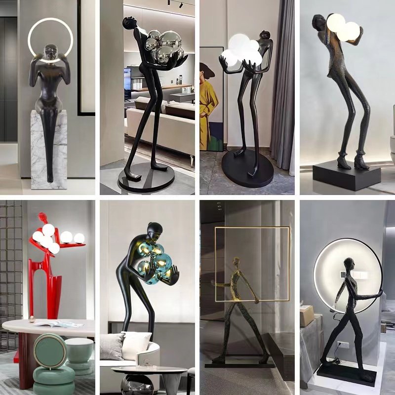 Modern Resin Floor Lamp, New Type of Floor Lamp, High-quality American Classic Human Sculpture Abstract Black LED Floor Lamp