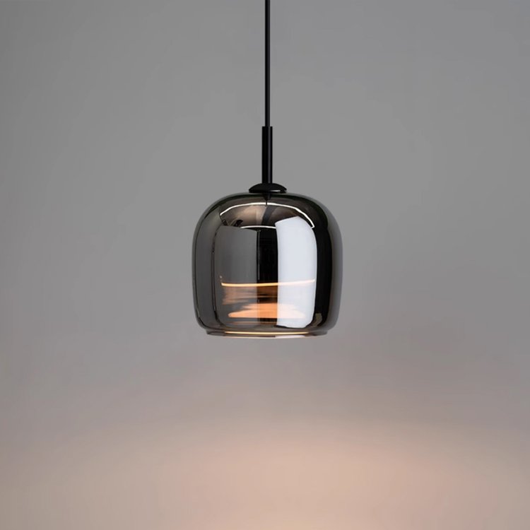 Minimalism Style Bedroom Bedside Modern Small LED Hanging Lamp Kitchen Island Nordic Black Glass Pendant Light