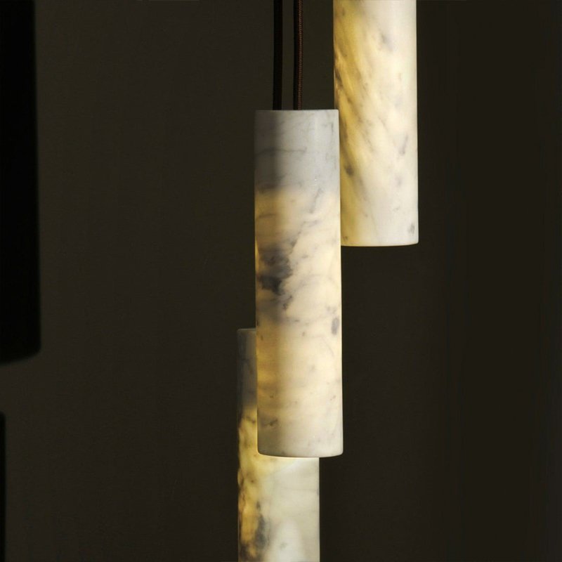 Nordic Style Metal Indoor Decorative Living Room Stair Kitchen Island Luxury Linear Alabaster Pendant Lights