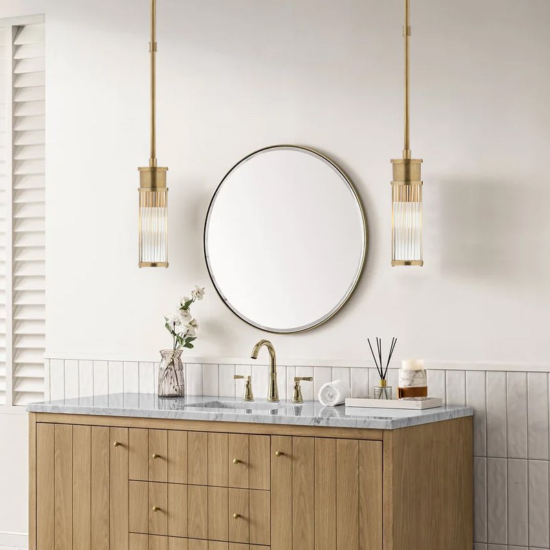 Custom Nordic Modern Elegant Simple Decorative Lighting Glass Rod Hanging Lamp Natural Brass Dimmable Pendant Lights