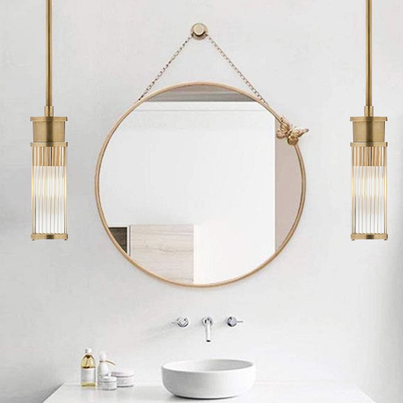 Custom Nordic Modern Elegant Simple Decorative Lighting Glass Rod Hanging Lamp Natural Brass Dimmable Pendant Lights