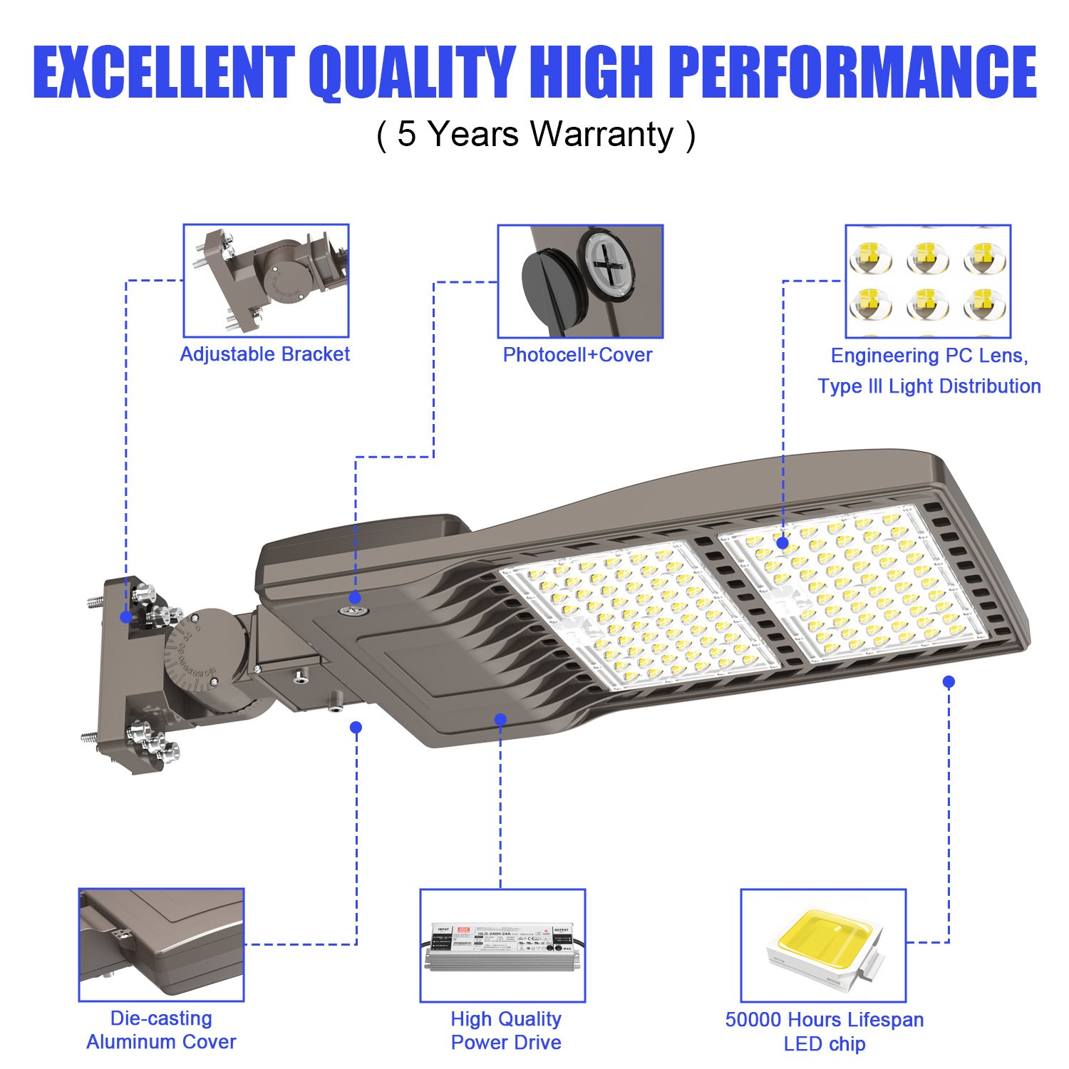 Street Lights 100W - 400W IP65 Outdoor Lamp Pole Mounted Area Lighting Fixture Luminaire LED Parking Lot Shoebox Street Light