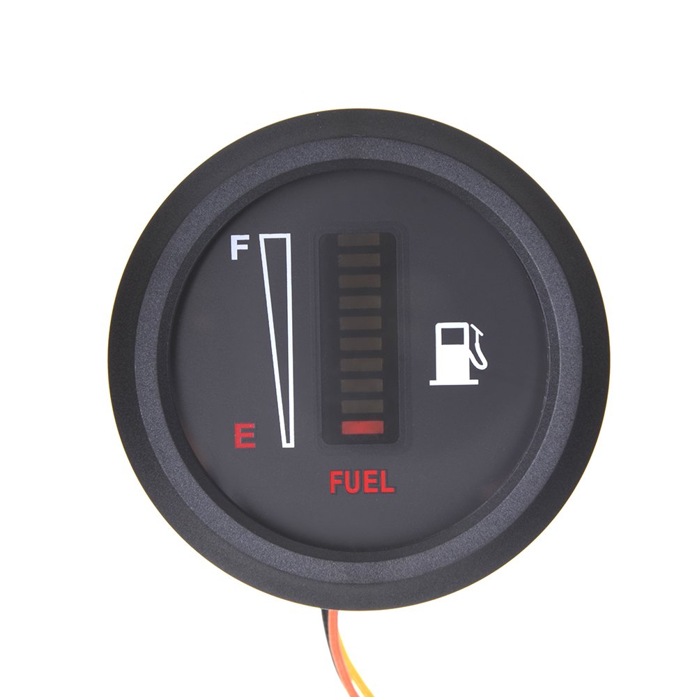 High Quality Universal 52mm 12V 24V Ultra-Thin Auto Motorcycle Fuel Level Meter Gauge 10 Grid Led Light Display