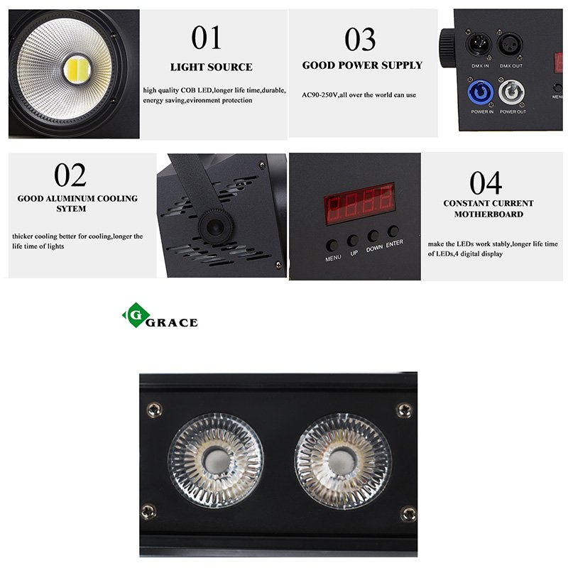 Grace Indoor 200w COB LED Blinder Stage DMX Audience Light