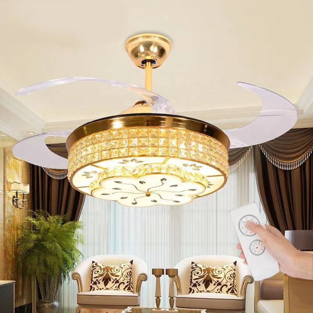 LED Crystal Ceiling Light Creative Living Room Dining Room Bedroom Indoor Decoration Chandelier Luxury Modern Crystal Fan Light