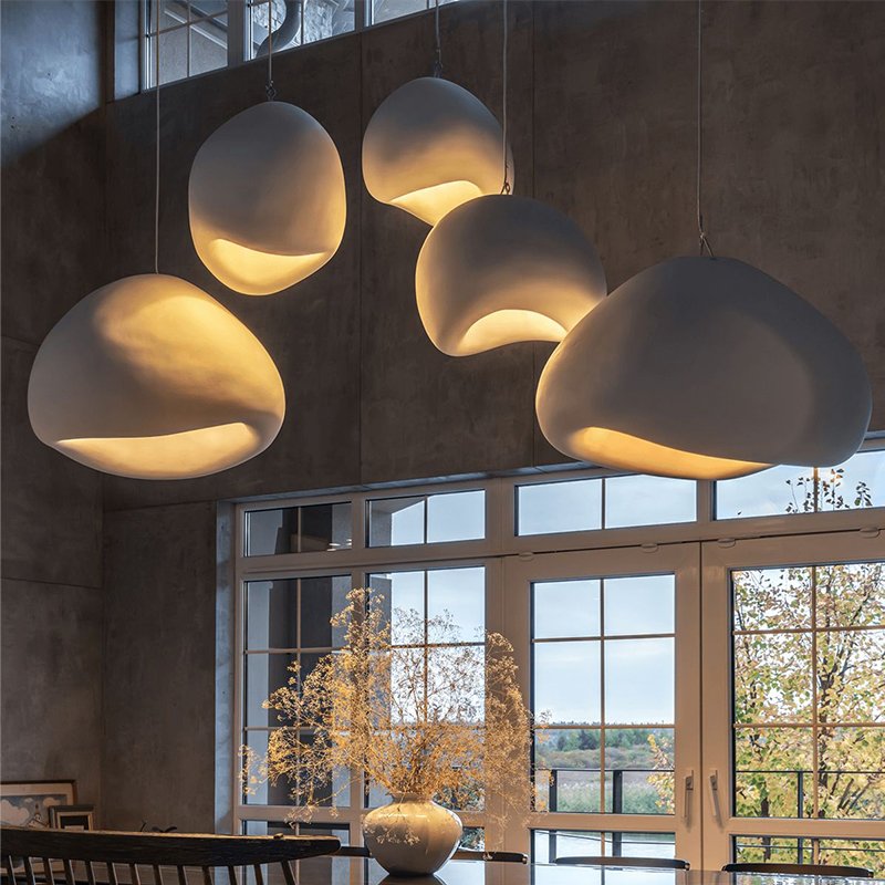 Dining Room Bar Living Room Chandelier Cement Resin American Retro Round White LED Aluminum Industrial Home Lighting 80 E27 5W