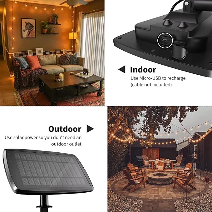 Wholesale Long Lasting Porch Solar String Lights With Shatterproof Safety ST38 Edison LED Bulbs Warm White for Wedding Xmas Gift