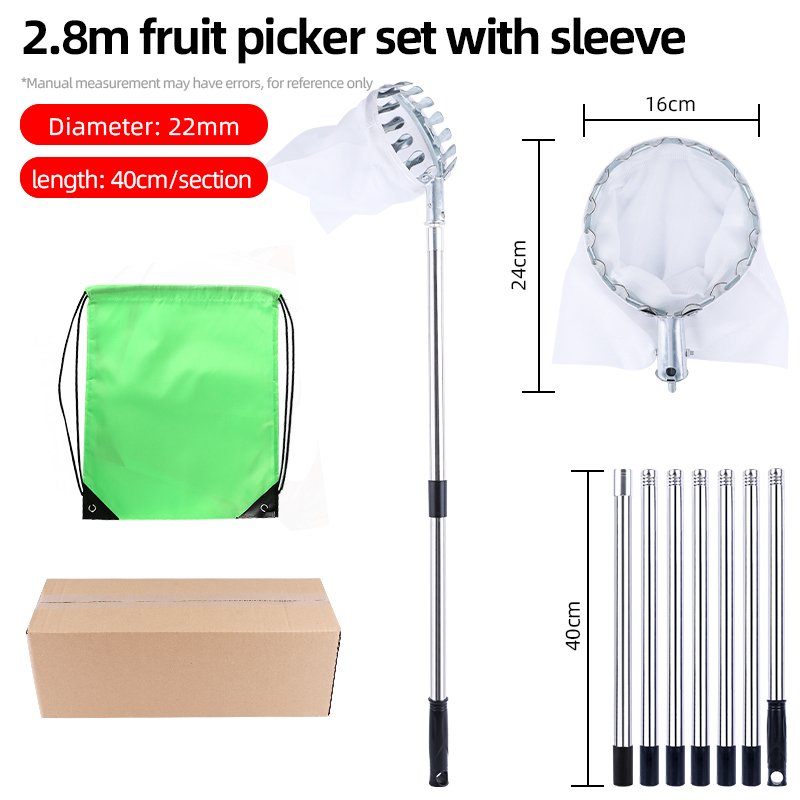 Fruit Picker Metal Basket With Stainless Steel Pole Stick Fruit Picker Telescopic Fruit Picker Tool