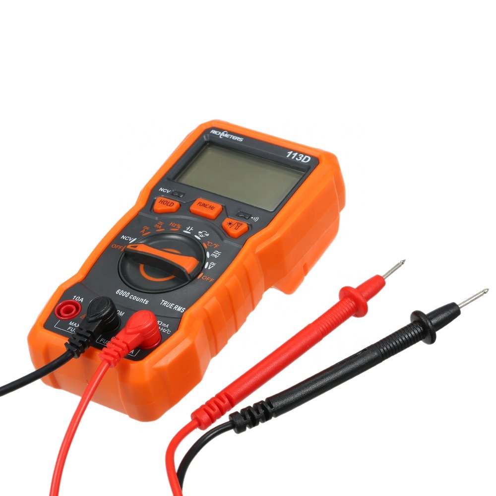 RICHMETERS RM113D 6000 Counts Auto Ranging AC/DC Voltage Temperature Measuring Meter Large Screen Digital Multimeter