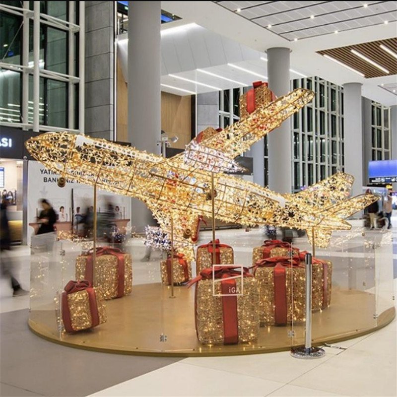 Holiday Decoration LED Street Park Pattern Lights 3D Train Plane Outdoor Christmas Decoration Modeling Lights